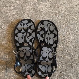 Coach Black and Gray Lala Sandals